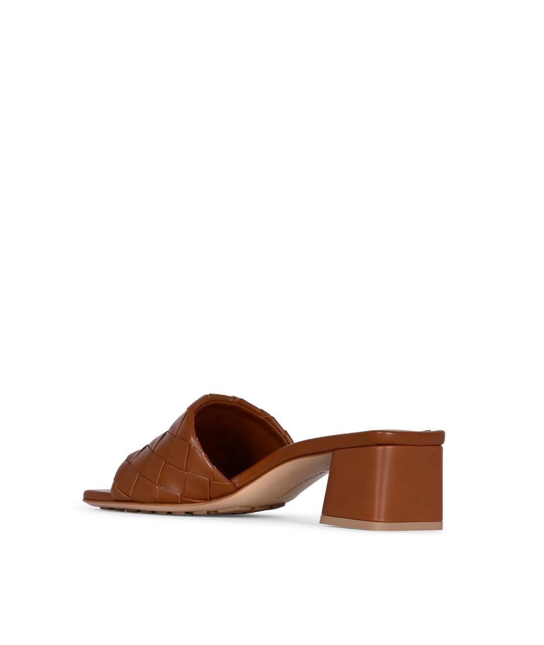 BOTTEGA VENETA Коричневые кожаные мюли, фото 3