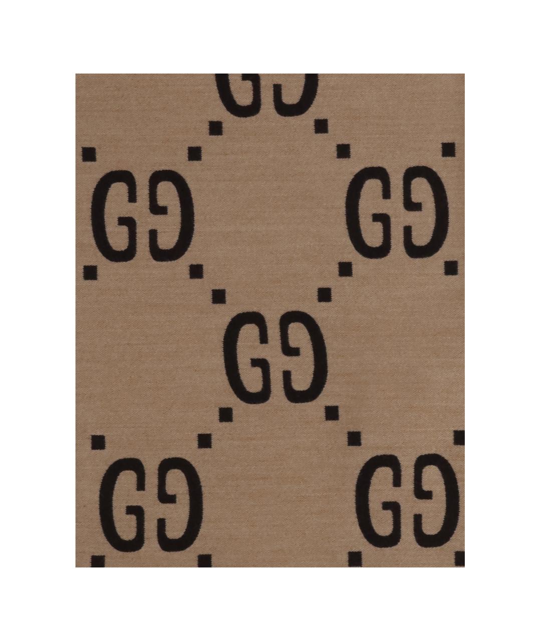 GUCCI Бежевый шерстяной шарф, фото 3