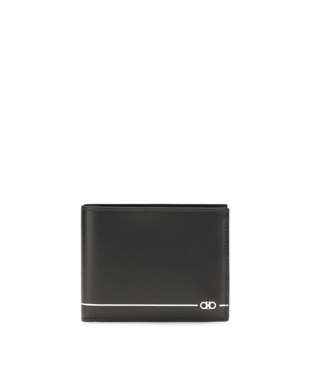 FERRAGAMO Черный кожаный кошелек, фото 1