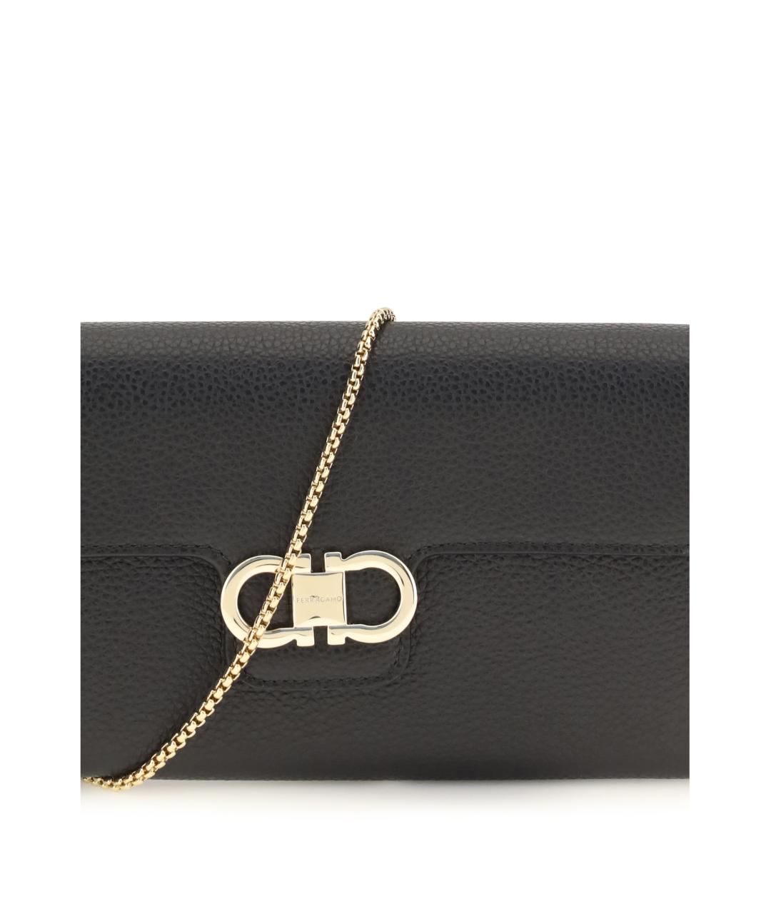 FERRAGAMO Черный кожаный кошелек, фото 4