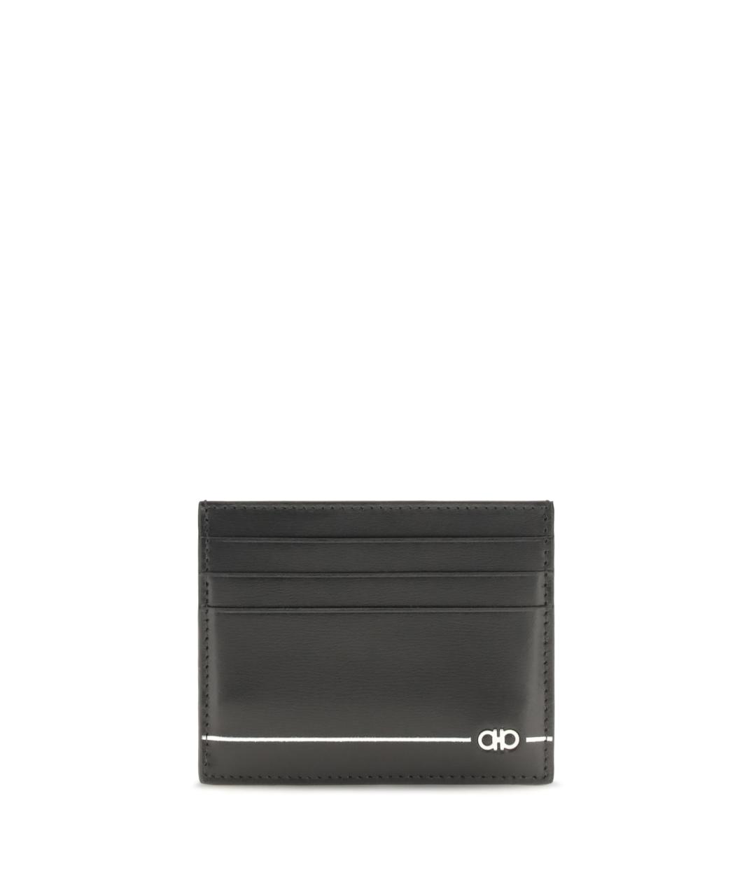 FERRAGAMO Черный кожаный кардхолдер, фото 1