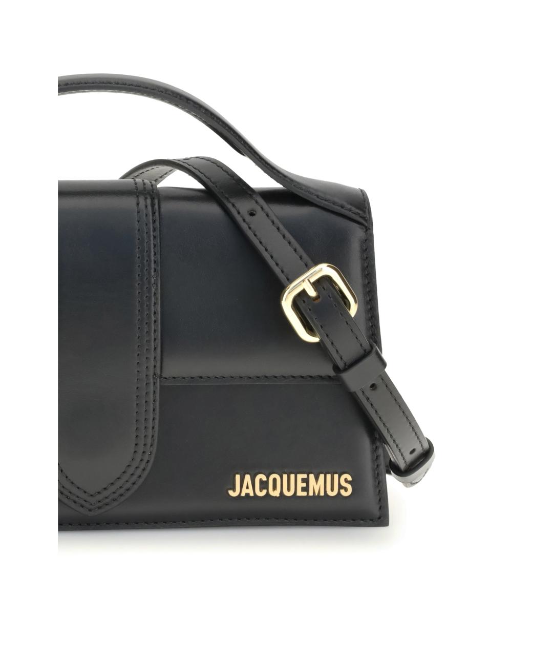 JACQUEMUS Черная кожаная сумка с короткими ручками, фото 4