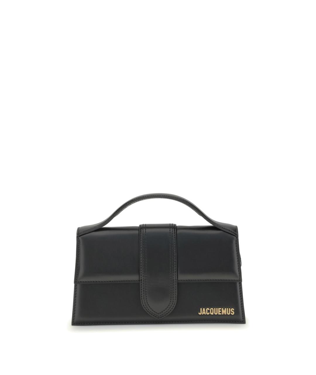 JACQUEMUS Черная кожаная сумка с короткими ручками, фото 1