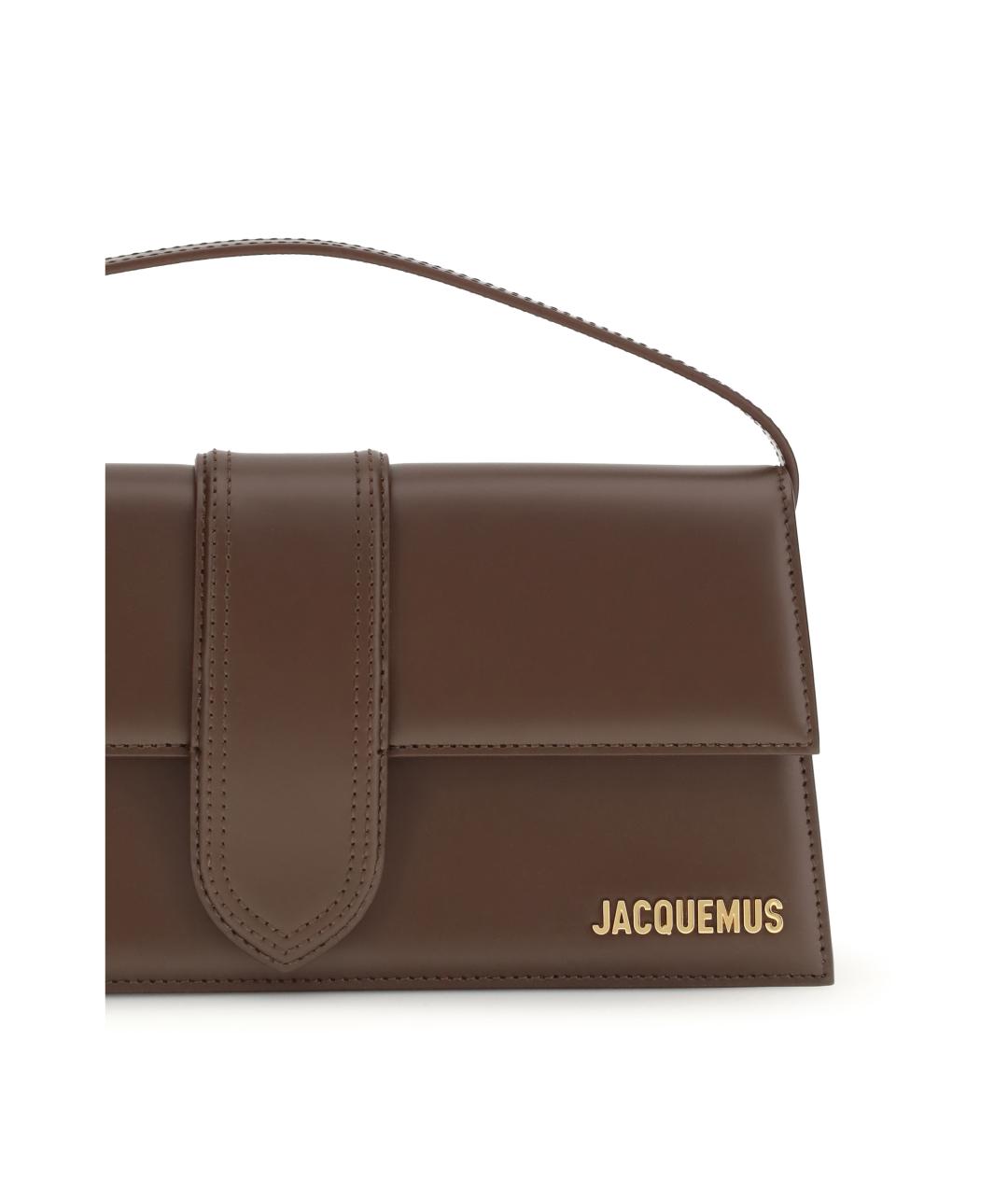 JACQUEMUS Коричневая кожаная сумка с короткими ручками, фото 4