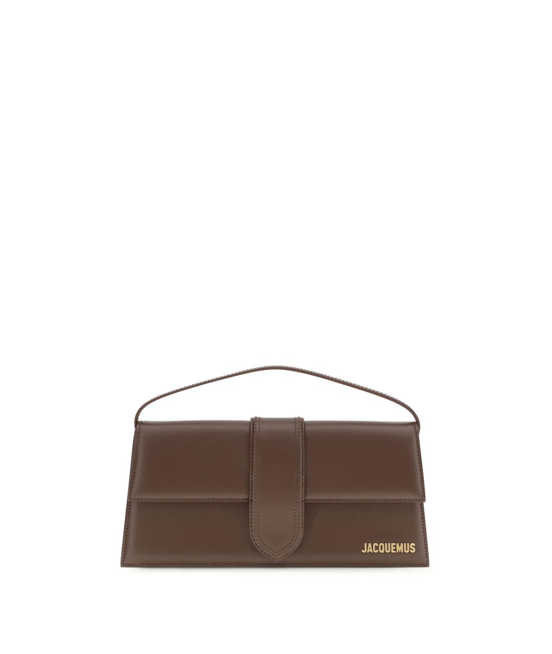 JACQUEMUS Коричневая кожаная сумка с короткими ручками, фото 1