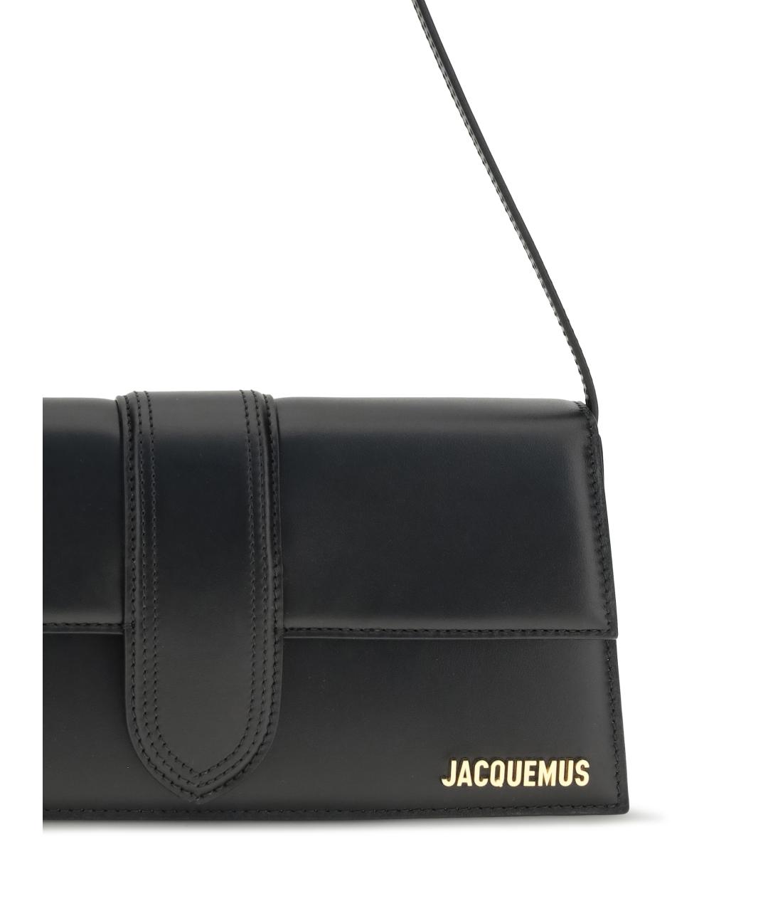 JACQUEMUS Черная кожаная сумка через плечо, фото 4