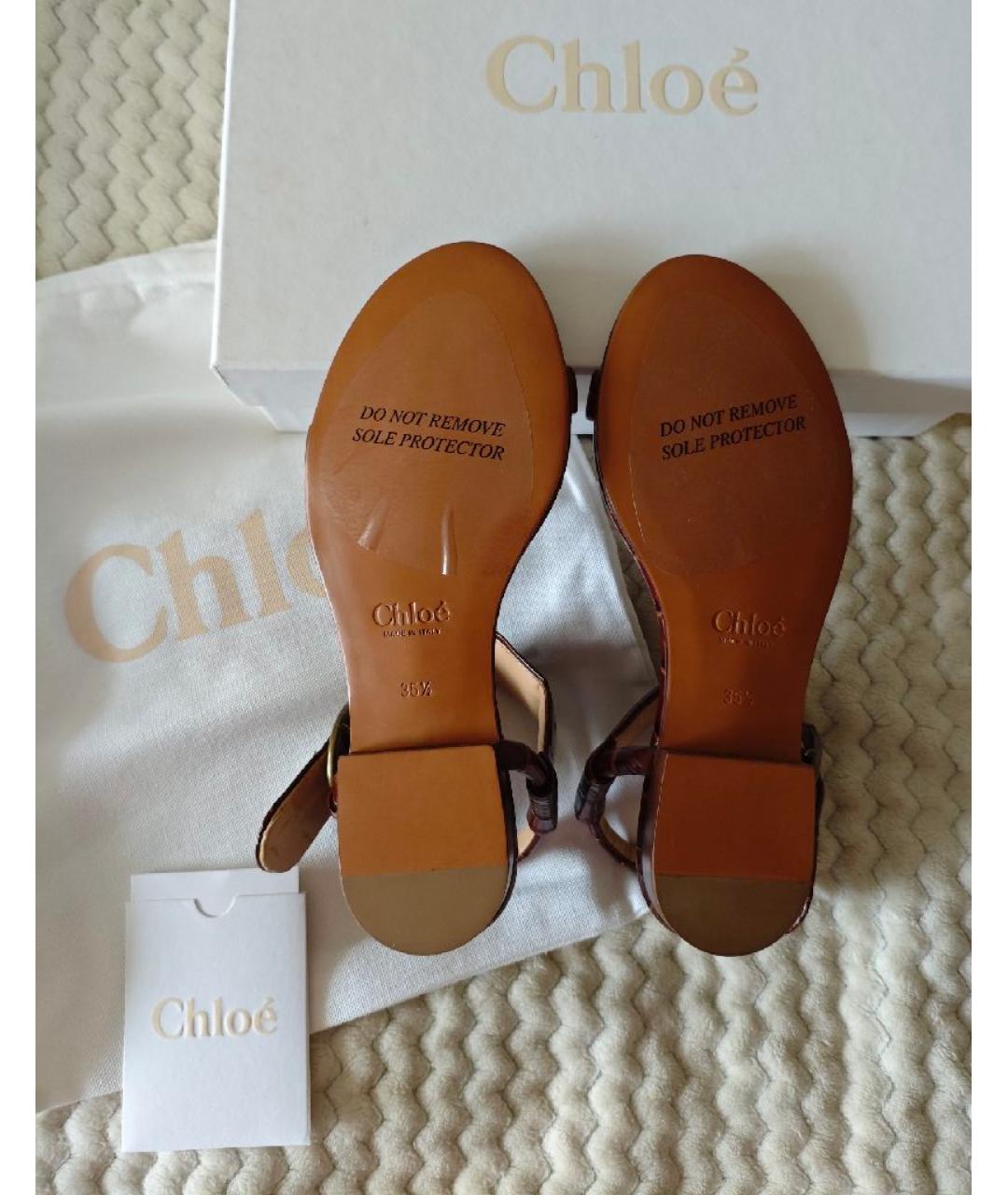 CHLOE Коричневые сандалии из лакированной кожи, фото 3
