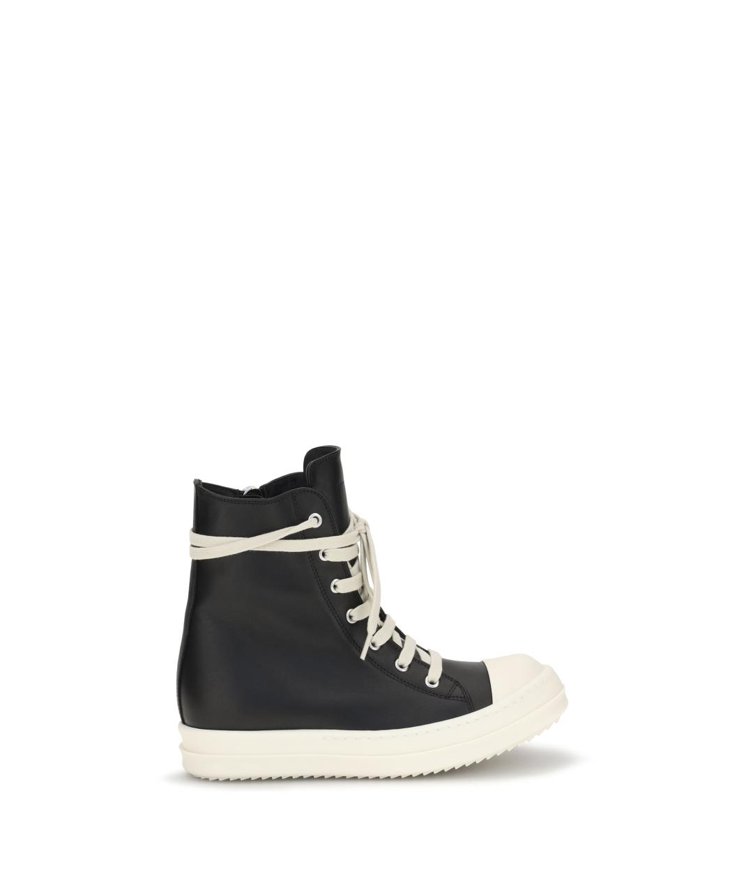 RICK OWENS Черные кожаные кеды, фото 1