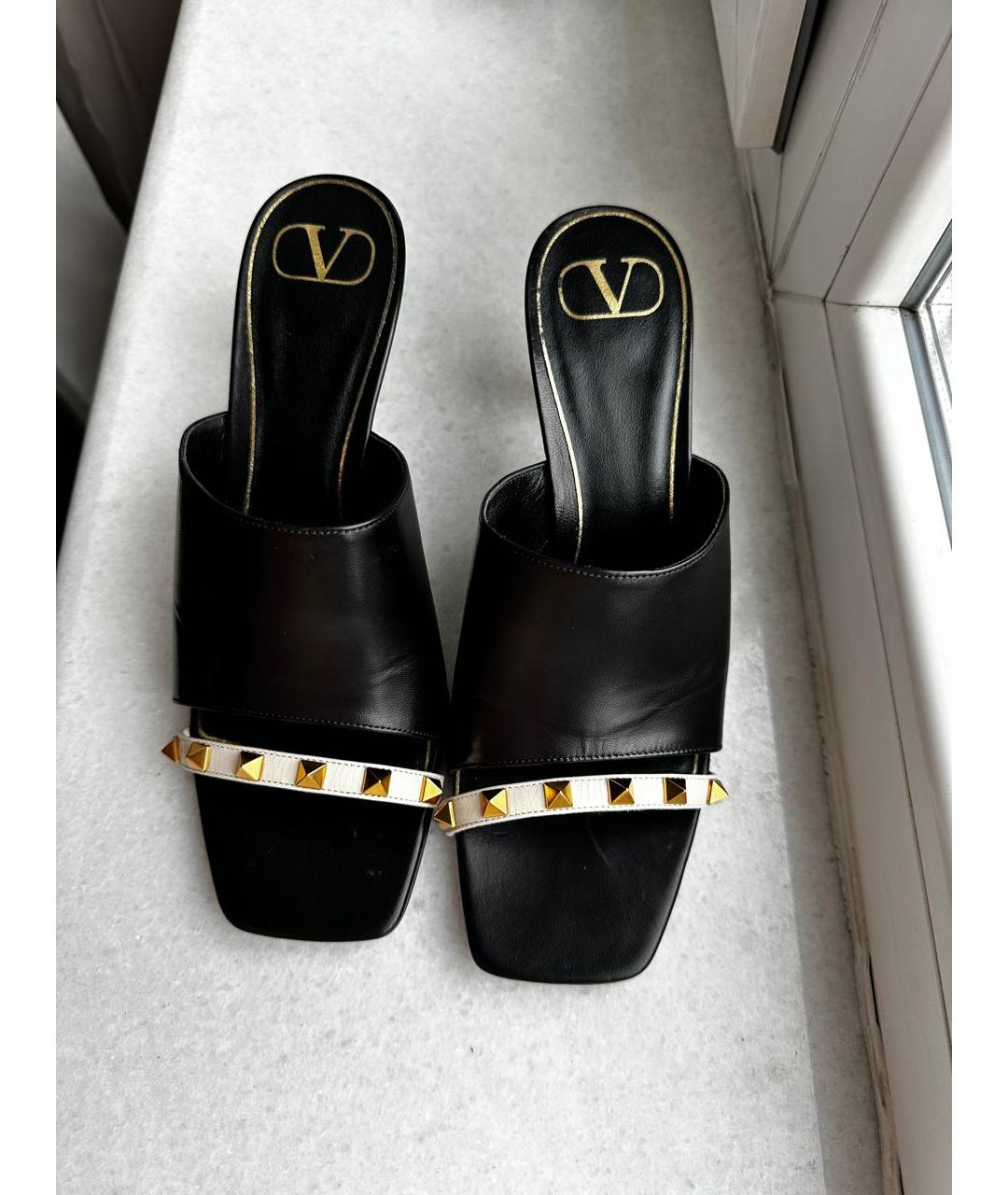 VALENTINO Черные кожаные сабо, фото 2