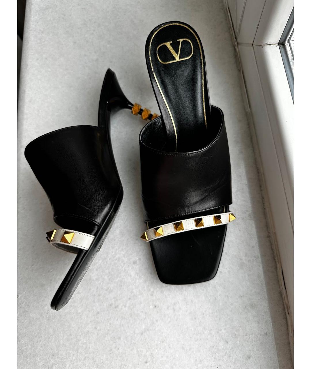 VALENTINO Черные кожаные сабо, фото 3
