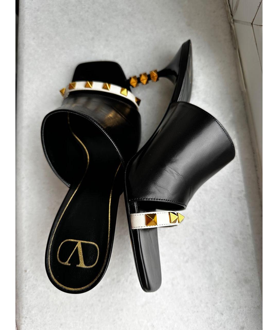 VALENTINO Черные кожаные сабо, фото 4