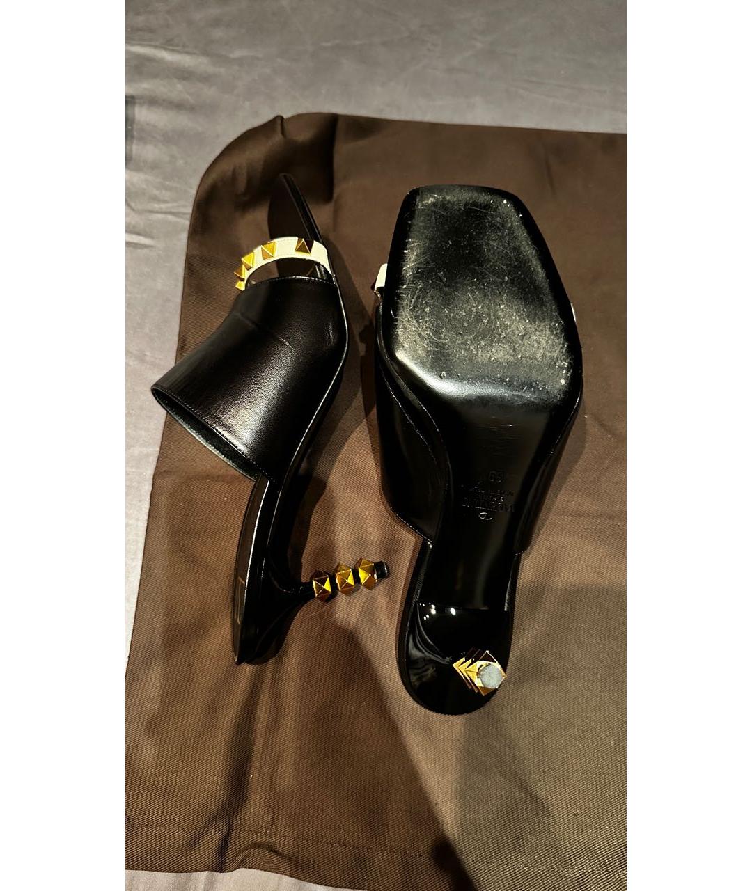 VALENTINO Черные кожаные сабо, фото 5