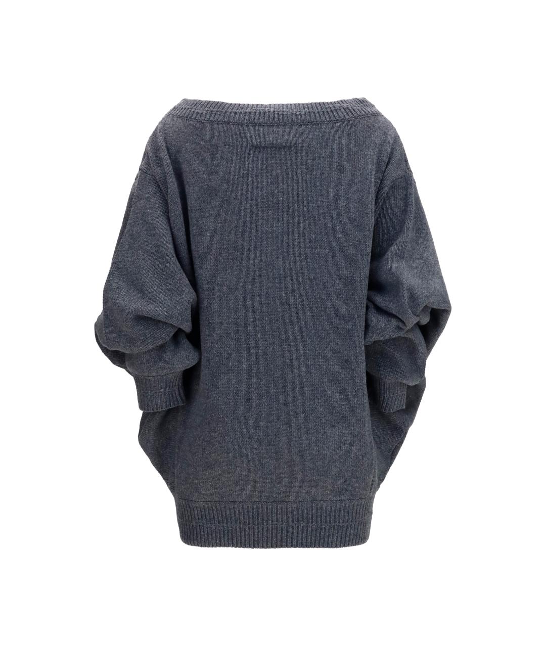 MM6 MAISON MARGIELA Серое шерстяное повседневное платье, фото 2