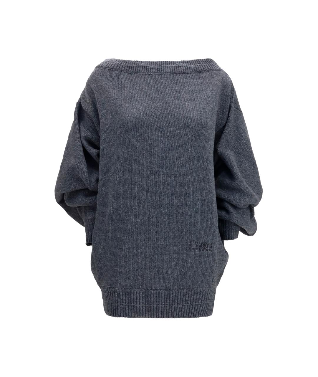 MM6 MAISON MARGIELA Серое шерстяное повседневное платье, фото 1