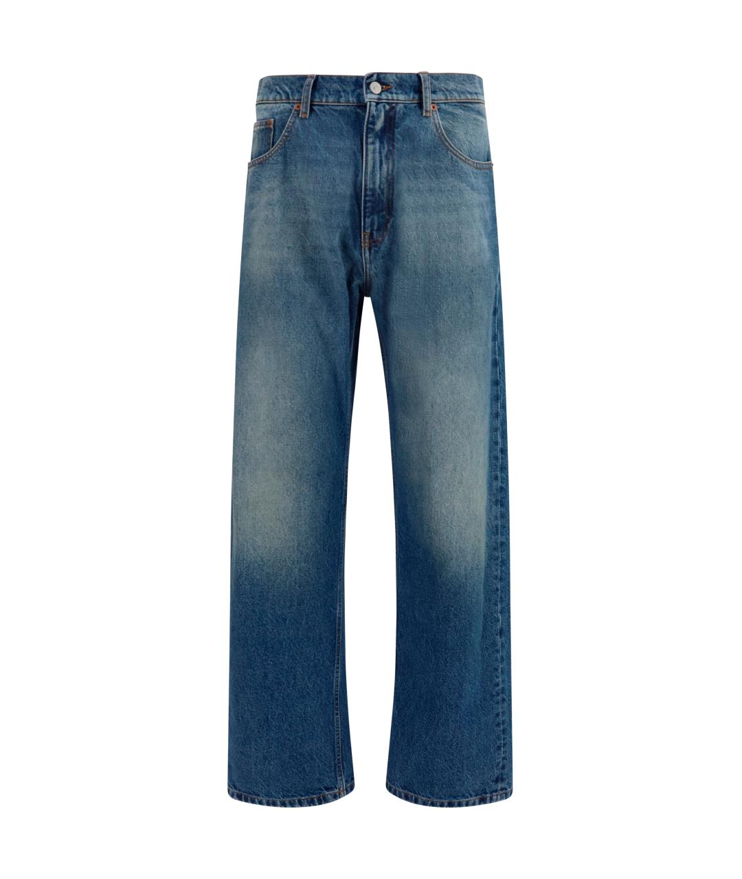 MM6 MAISON MARGIELA Синие хлопковые прямые джинсы, фото 1