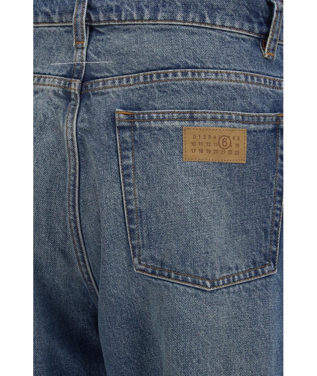 MM6 MAISON MARGIELA Синие хлопковые прямые джинсы, фото 3