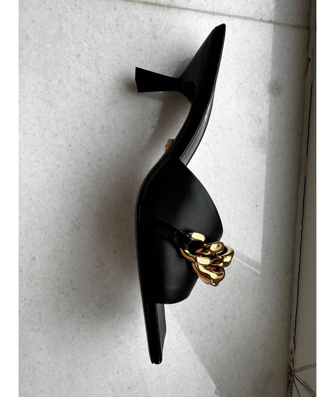 VERSACE Черные кожаные босоножки, фото 6