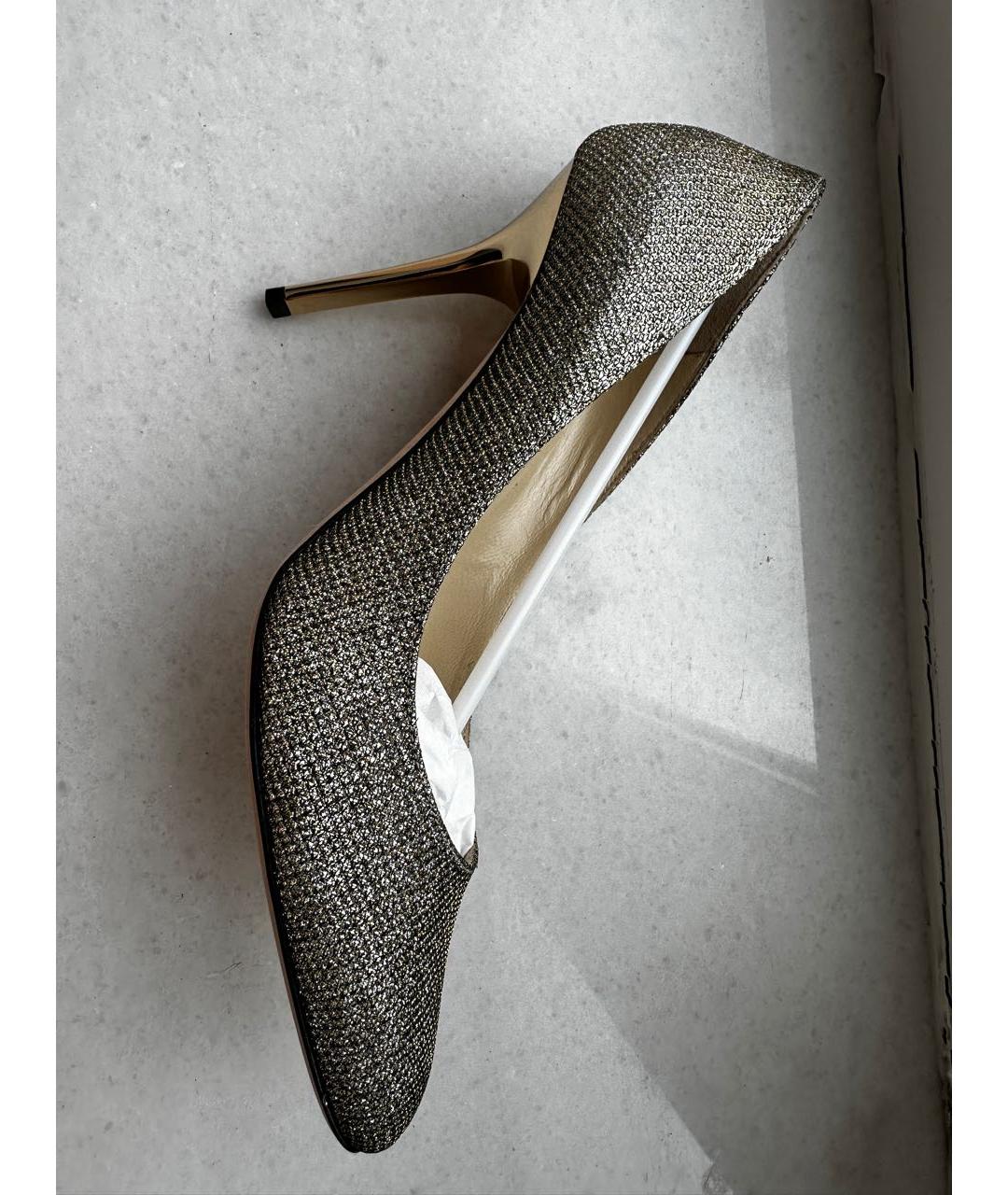 JIMMY CHOO Золотые кожаные туфли, фото 6