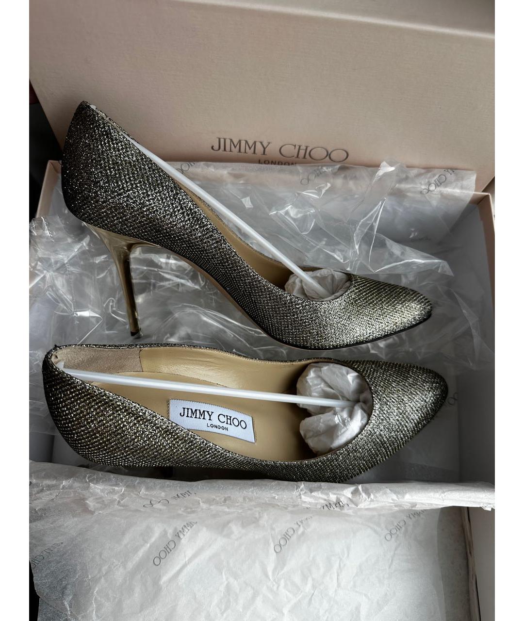 JIMMY CHOO Золотые кожаные туфли, фото 2