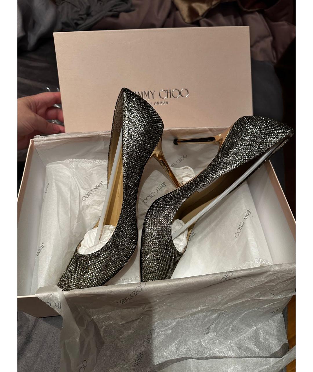 JIMMY CHOO Золотые кожаные туфли, фото 5