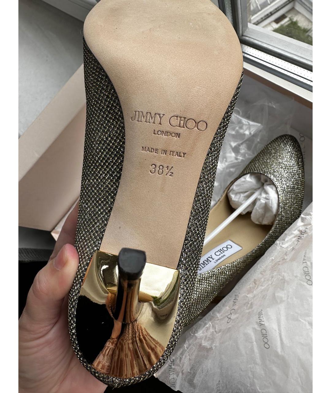JIMMY CHOO Золотые кожаные туфли, фото 3