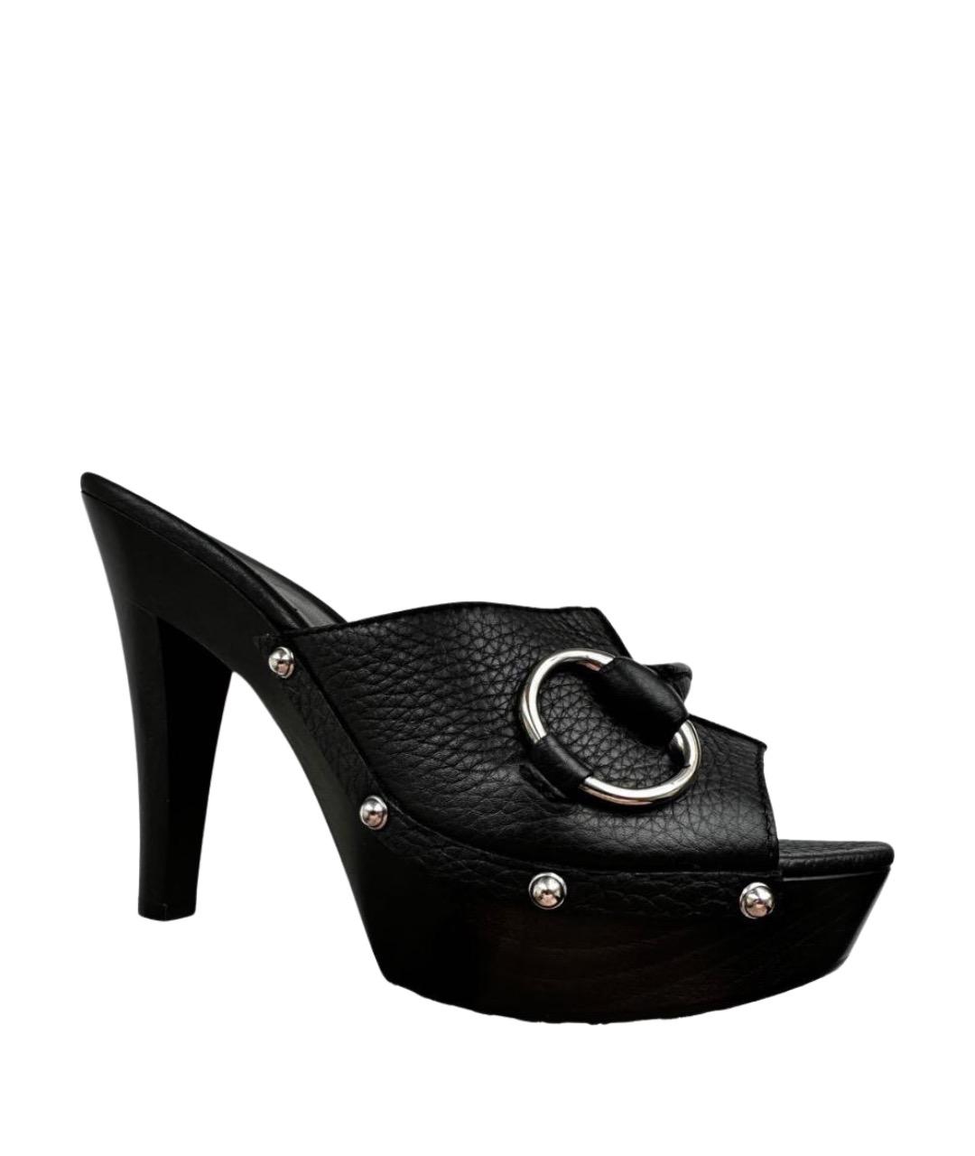 GUCCI Черные кожаные босоножки, фото 7