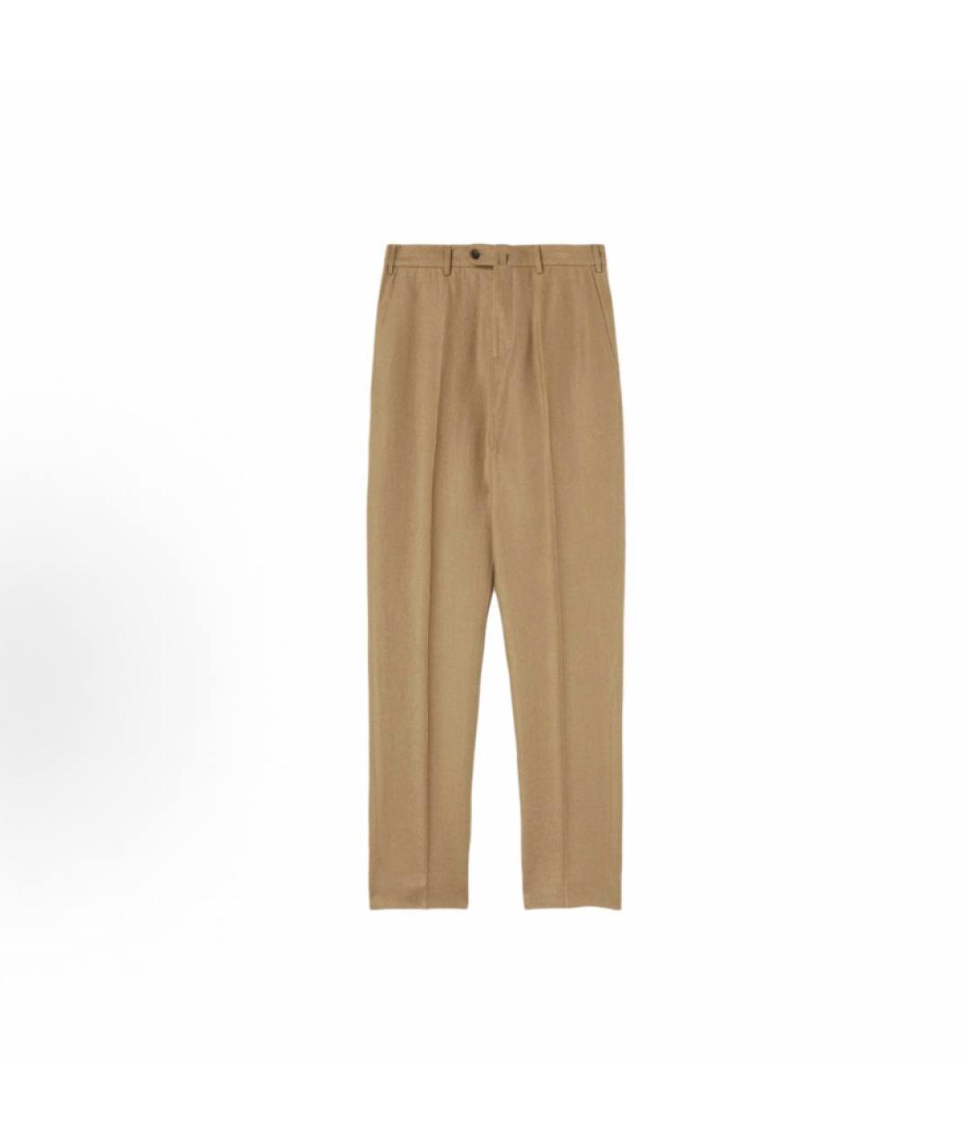 LORO PIANA Горчичные льняные повседневные брюки, фото 3