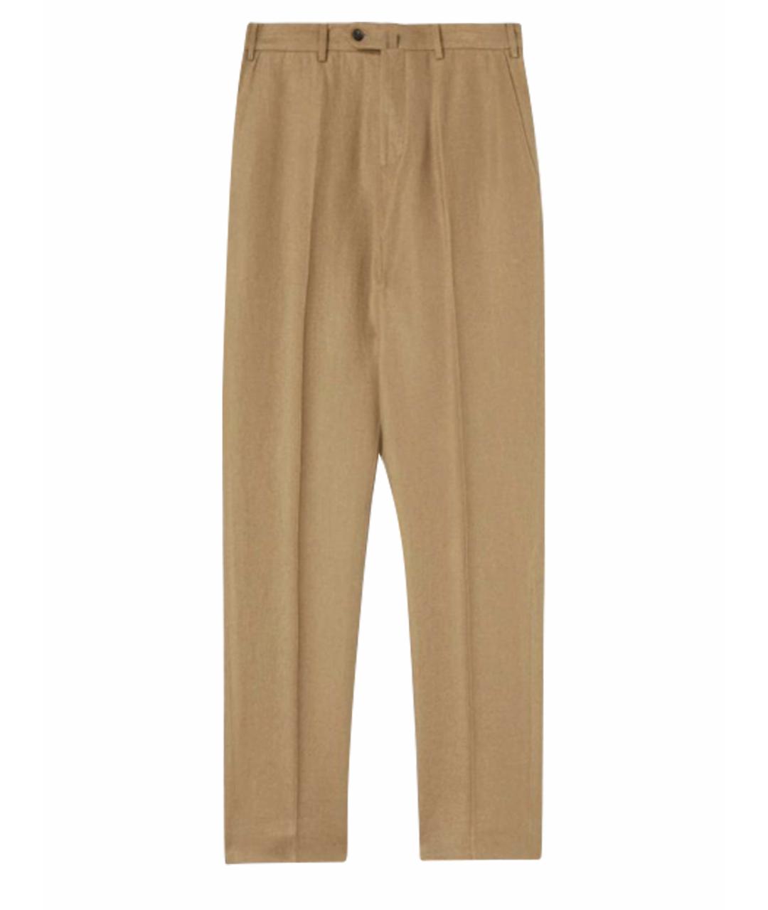 LORO PIANA Горчичные льняные повседневные брюки, фото 1