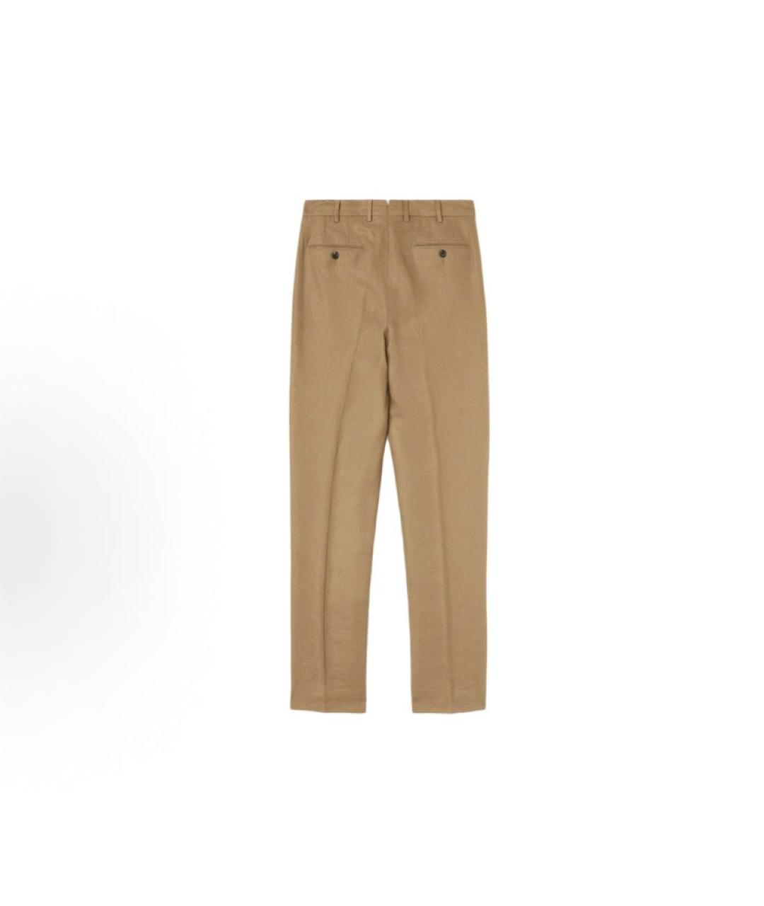 LORO PIANA Горчичные льняные повседневные брюки, фото 2
