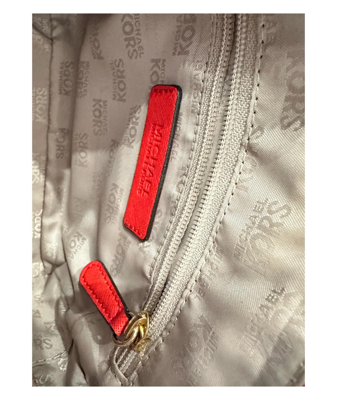 MICHAEL KORS Коралловая кожаная сумка с короткими ручками, фото 9
