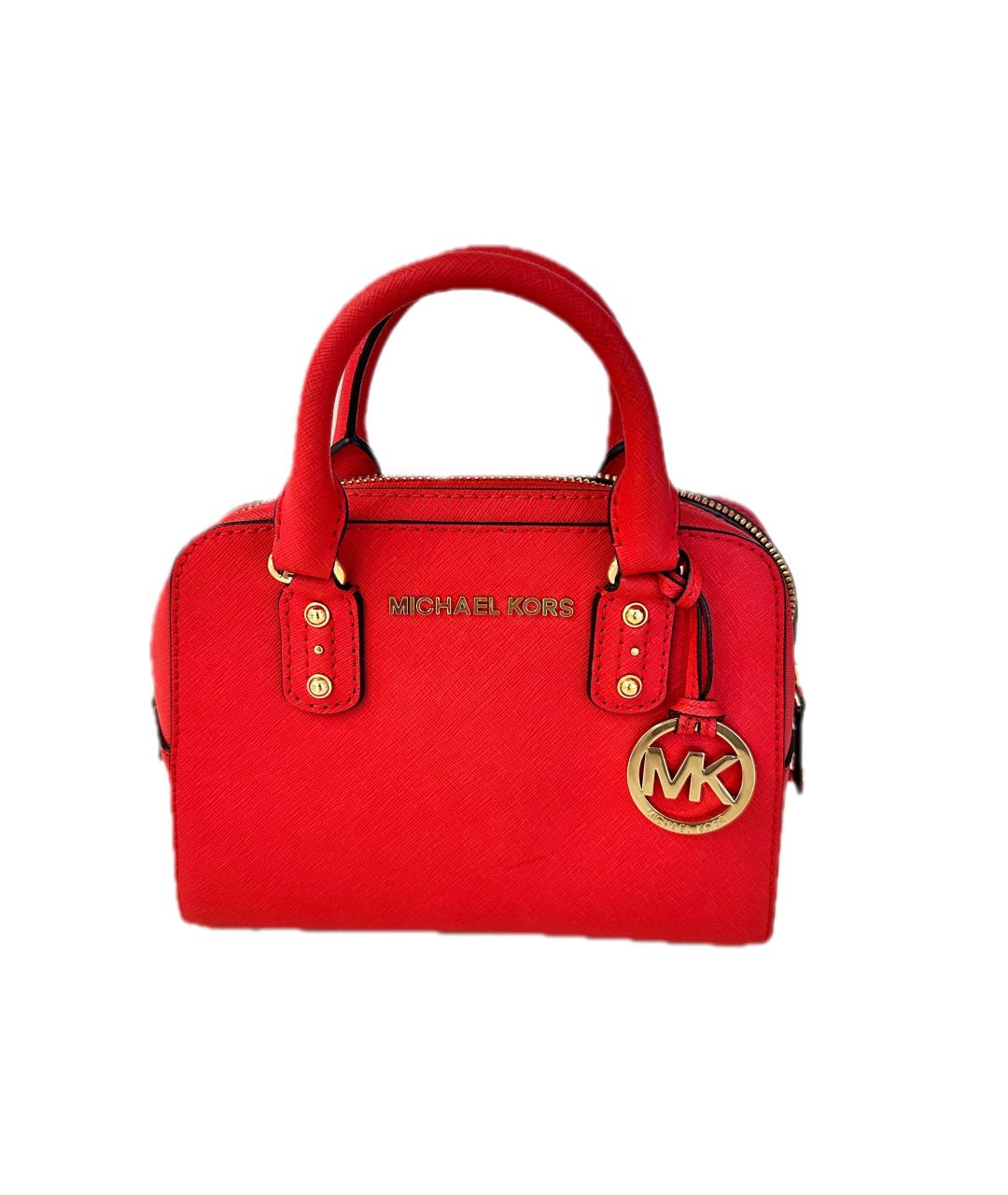 MICHAEL KORS Коралловая кожаная сумка с короткими ручками, фото 10