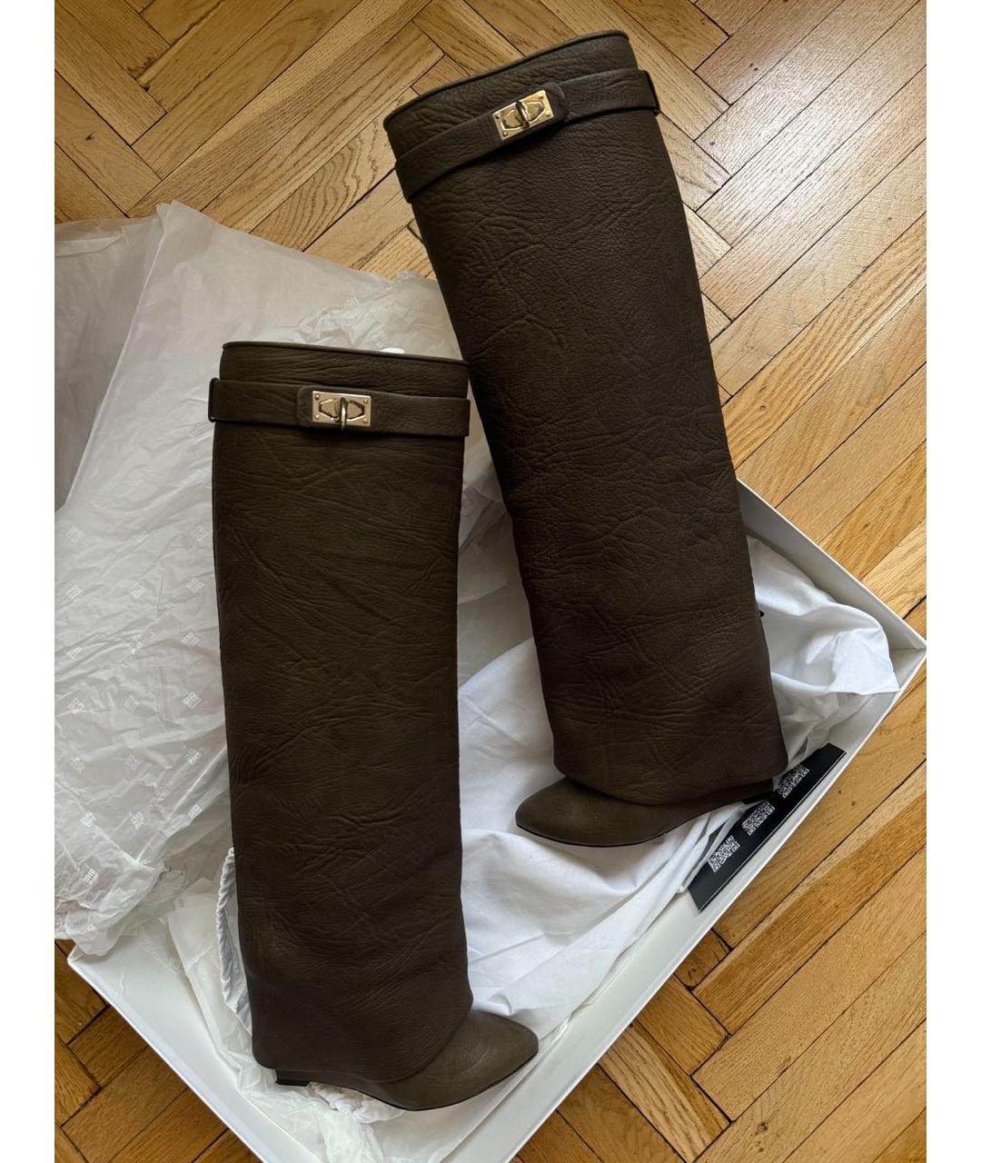 GIVENCHY Хаки кожаные сапоги, фото 7