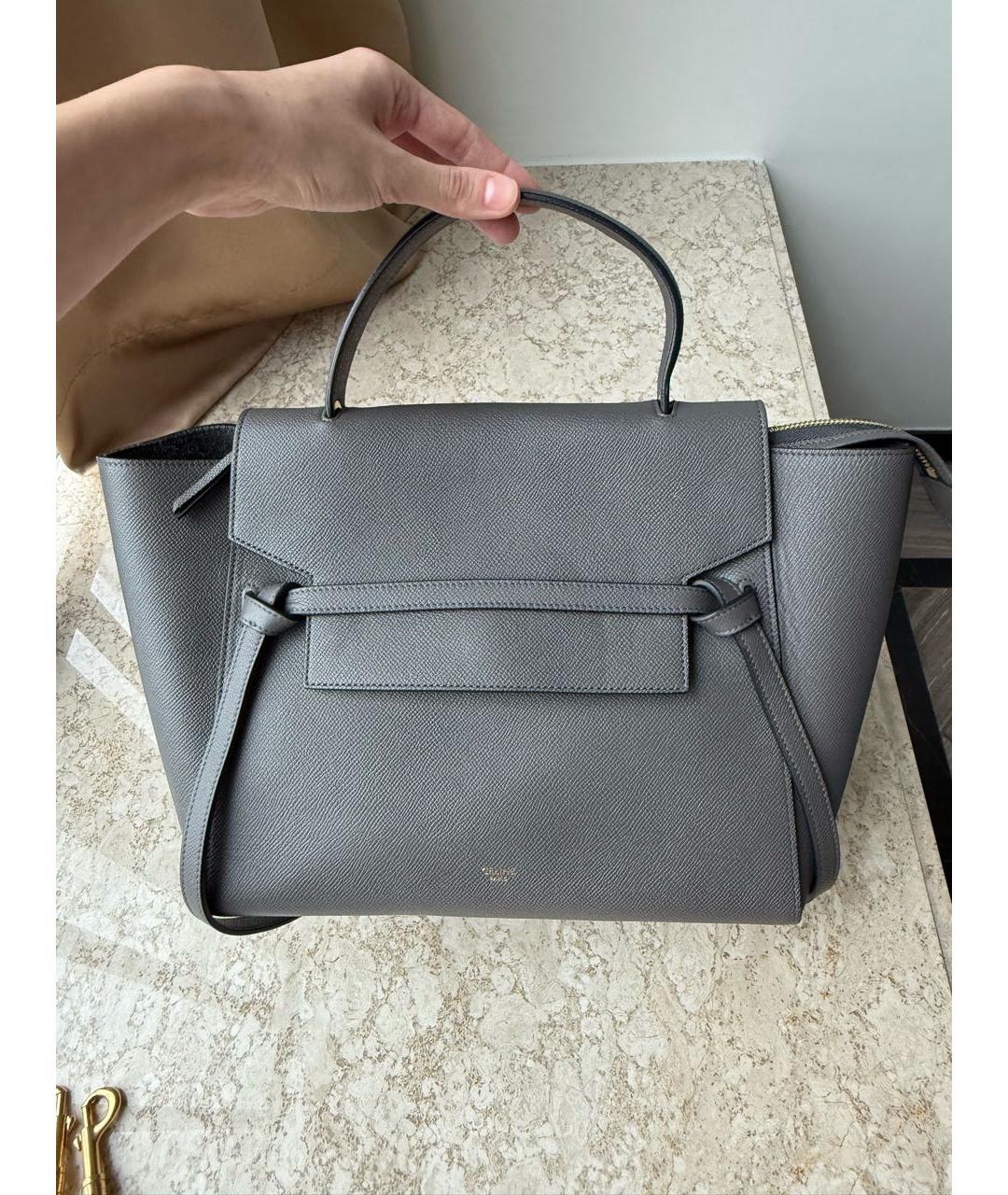 CELINE Серая кожаная сумка тоут, фото 3