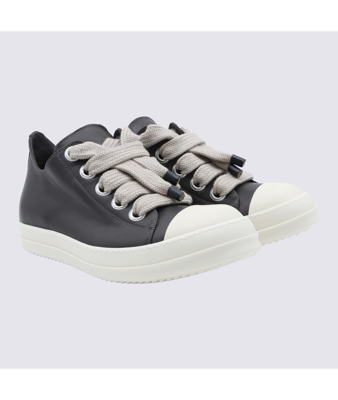 RICK OWENS Черные кожаные низкие кроссовки / кеды, фото 2