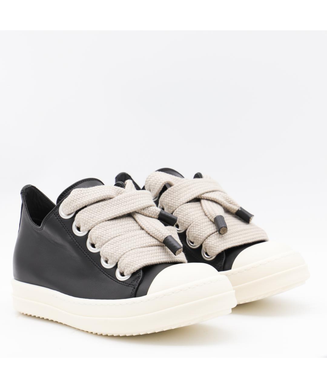 RICK OWENS Черные кожаные низкие кроссовки / кеды, фото 2