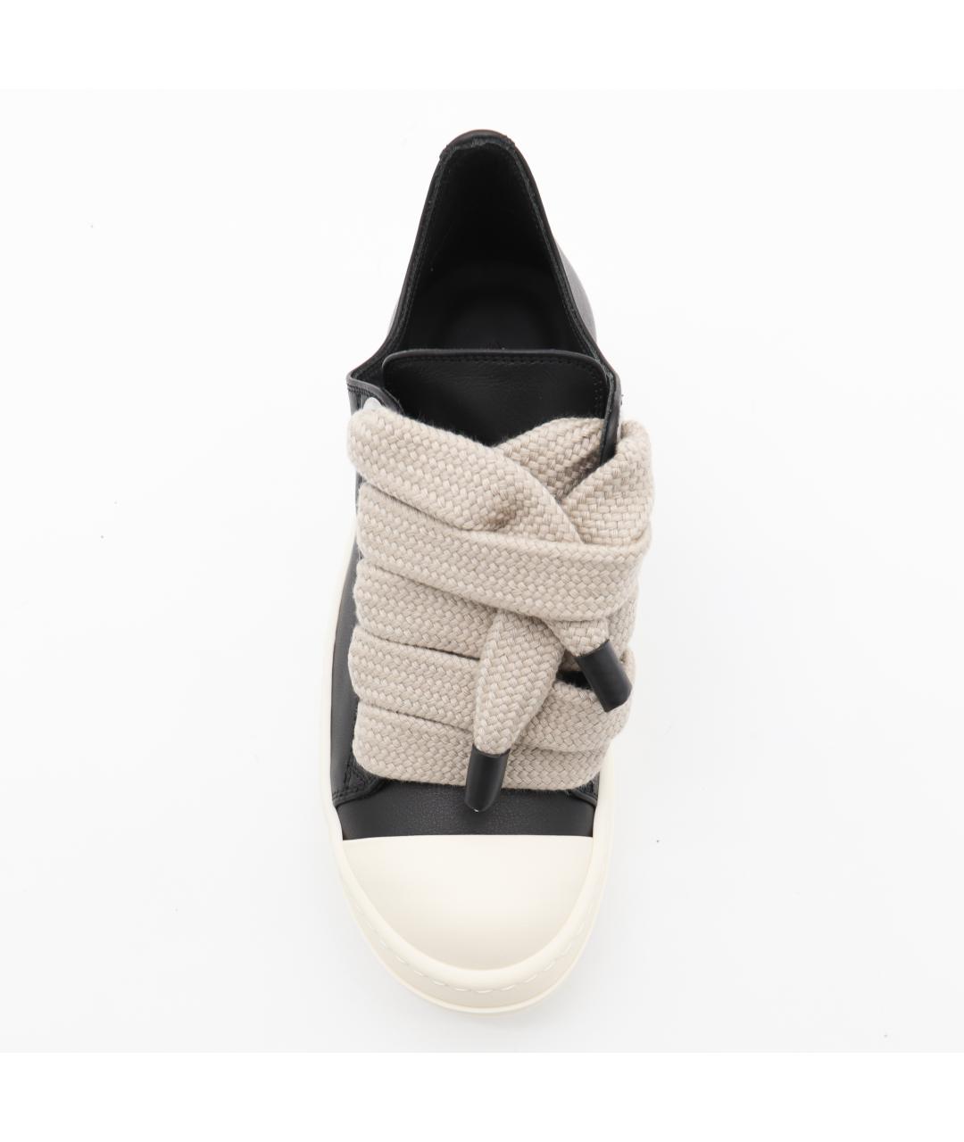 RICK OWENS Черные кожаные низкие кроссовки / кеды, фото 4