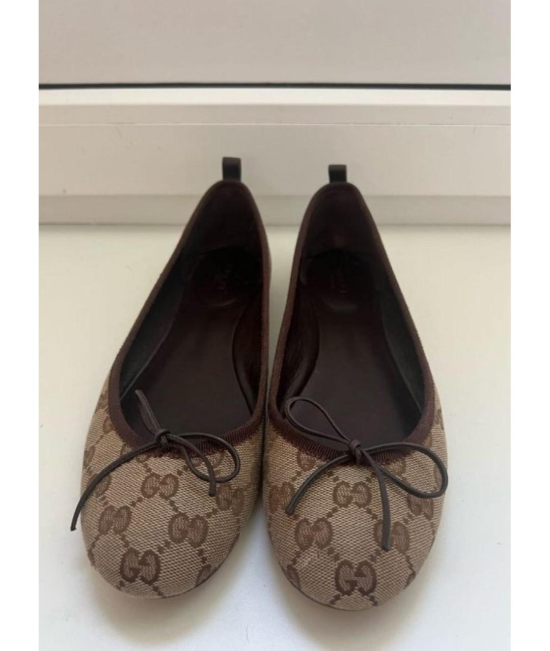 GUCCI Коричневые балетки, фото 2