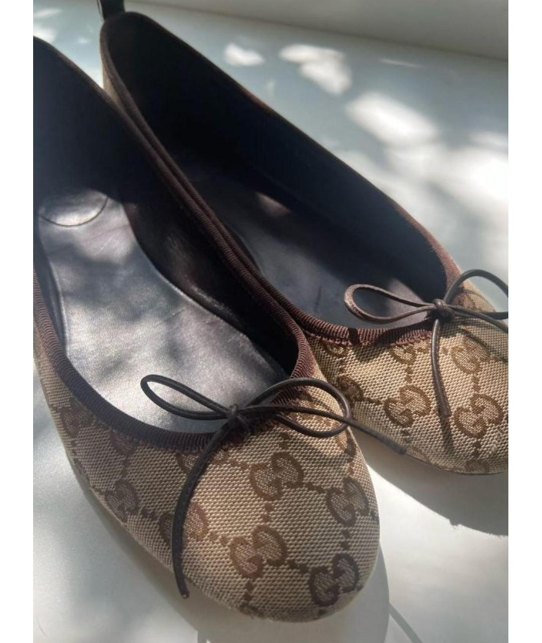 GUCCI Коричневые балетки, фото 4