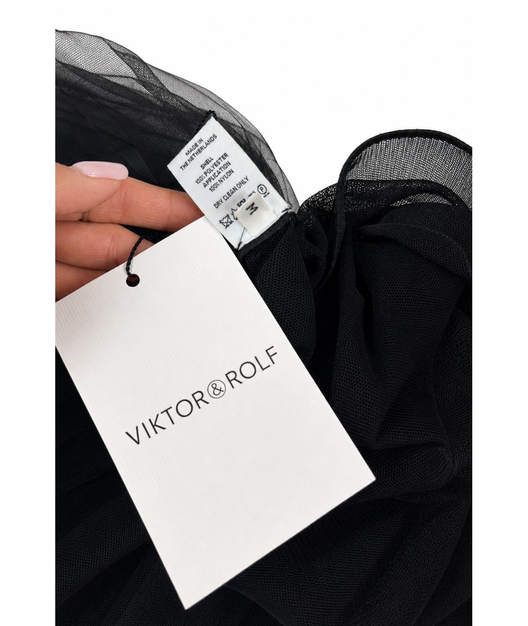VICTOR AND ROLF Черное полиэстеровое вечернее платье, фото 4