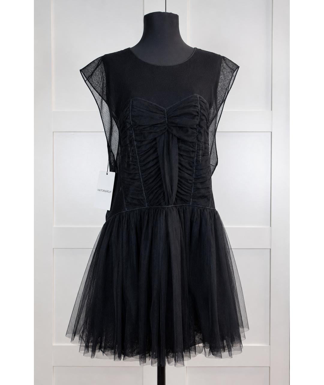 VICTOR AND ROLF Черное полиэстеровое вечернее платье, фото 10