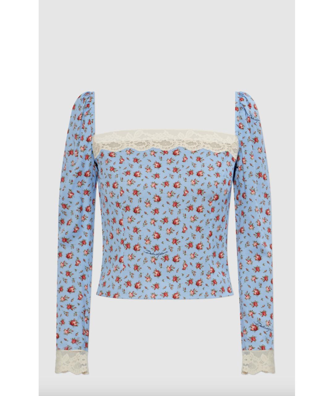 DOLCE&GABBANA Голубая шелковая блузы, фото 3