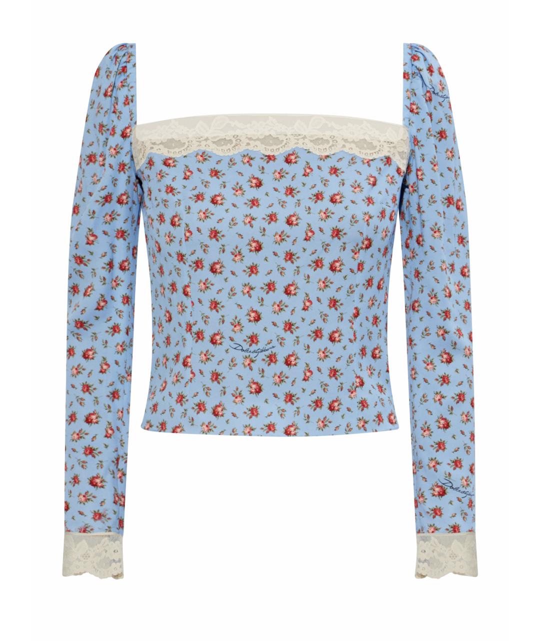 DOLCE&GABBANA Голубая шелковая блузы, фото 1