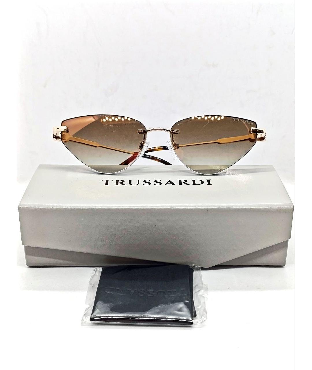 TRUSSARDI Коричневые металлические солнцезащитные очки, фото 5