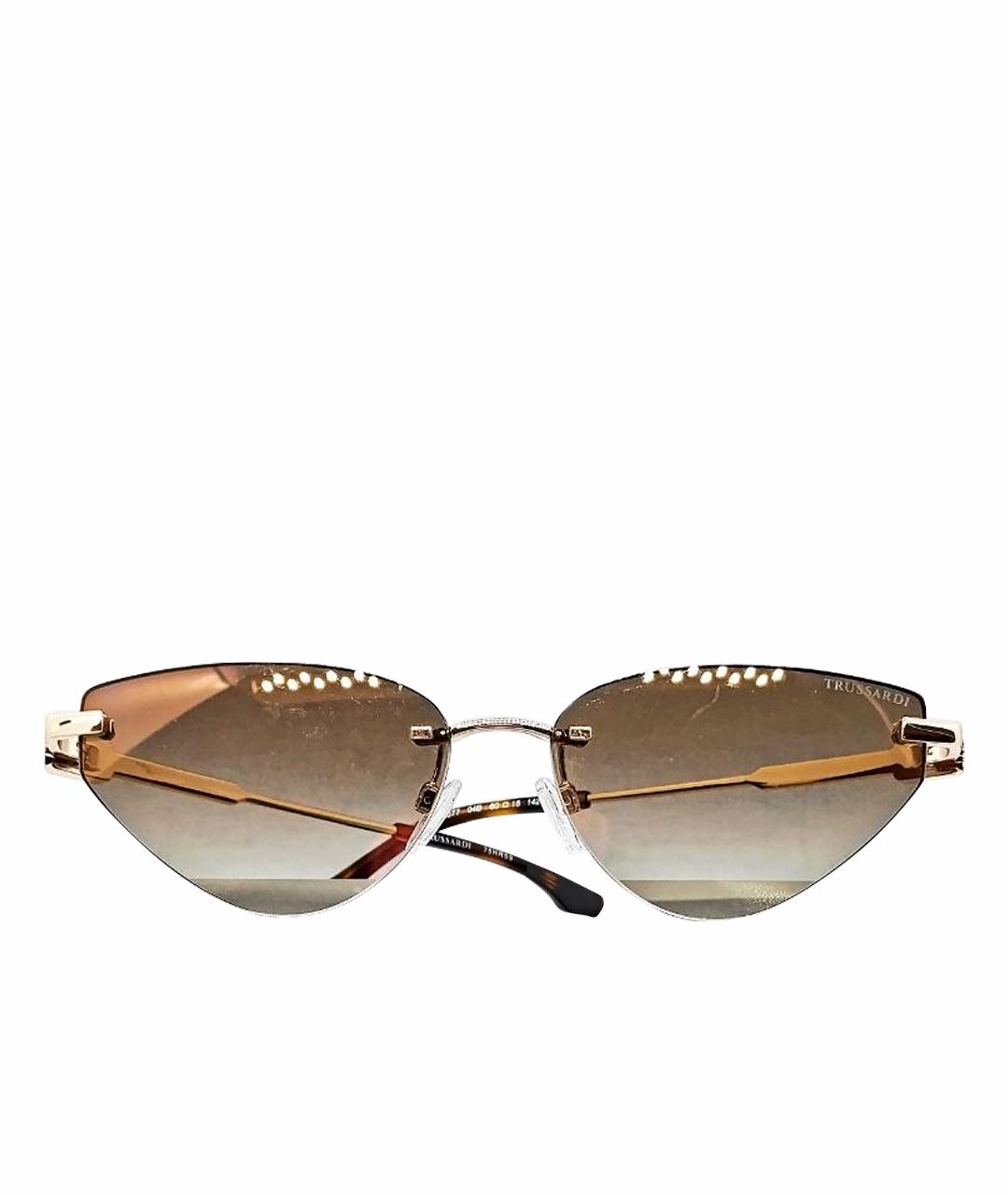 TRUSSARDI Коричневые металлические солнцезащитные очки, фото 1