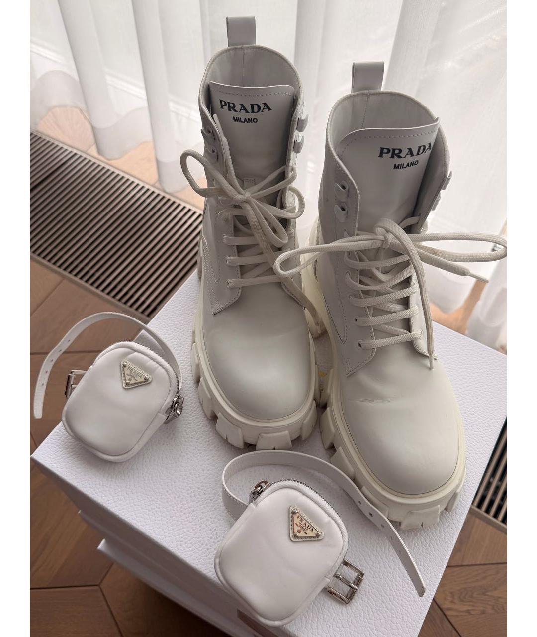 PRADA Белые кожаные ботинки, фото 3