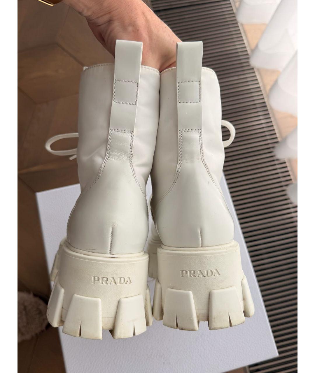 PRADA Белые кожаные ботинки, фото 4