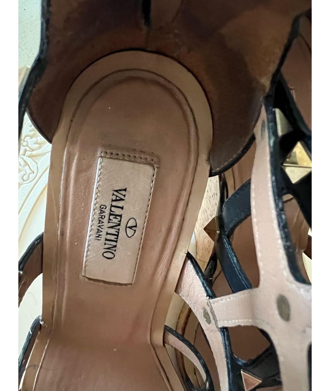 VALENTINO Черные кожаные босоножки, фото 5
