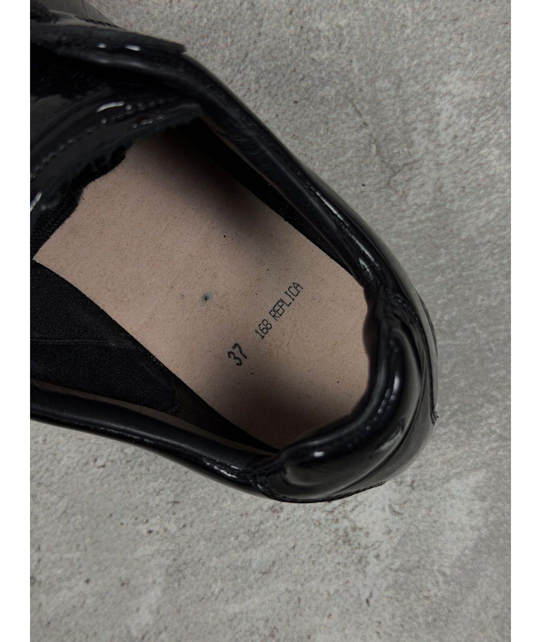 MAISON MARGIELA Черные кеды из лакированной кожи, фото 7