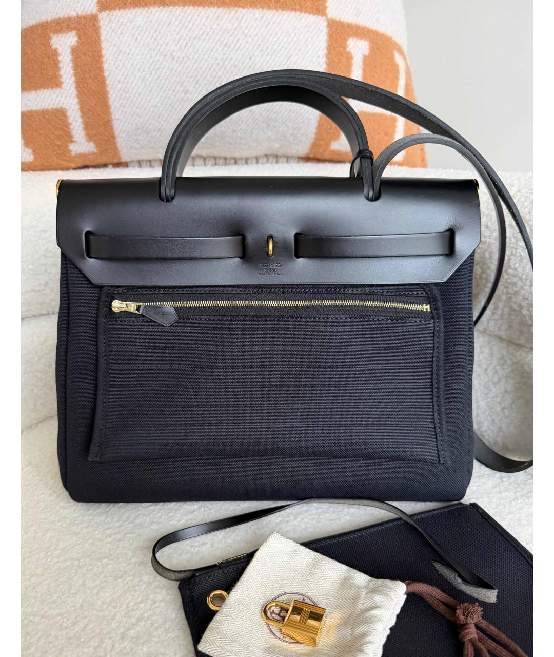 HERMES Черная тканевая сумка через плечо, фото 4
