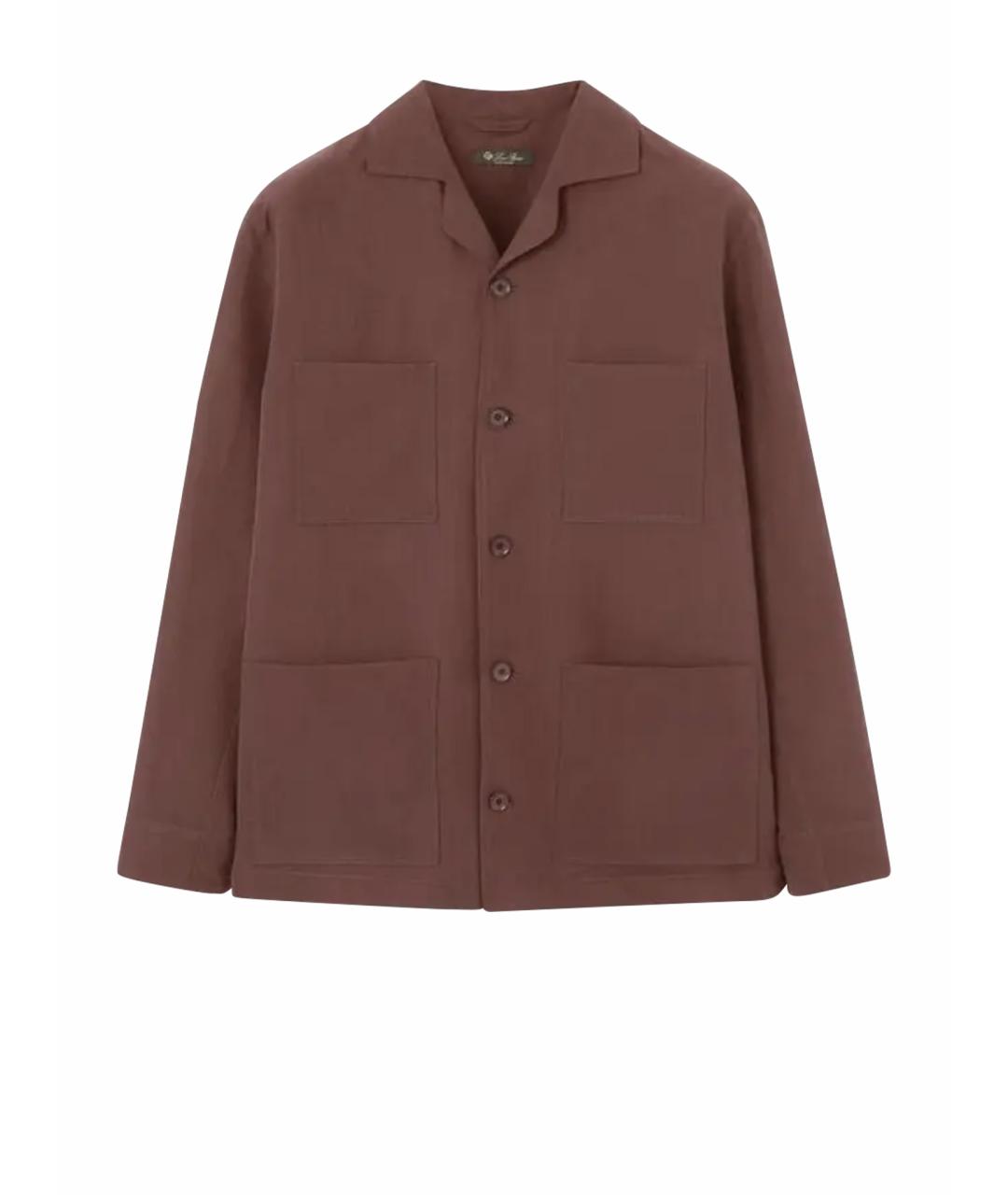 LORO PIANA Коричневая льняная классическая рубашка, фото 1